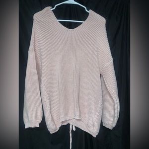 Blush Pink Sweater with laces up back.